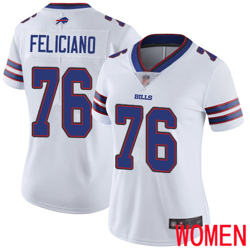 Women Buffalo Bills #76 Jon Feliciano White Vapor Untouchable Limited Player NFL Jersey->women nfl jersey->Women Jersey